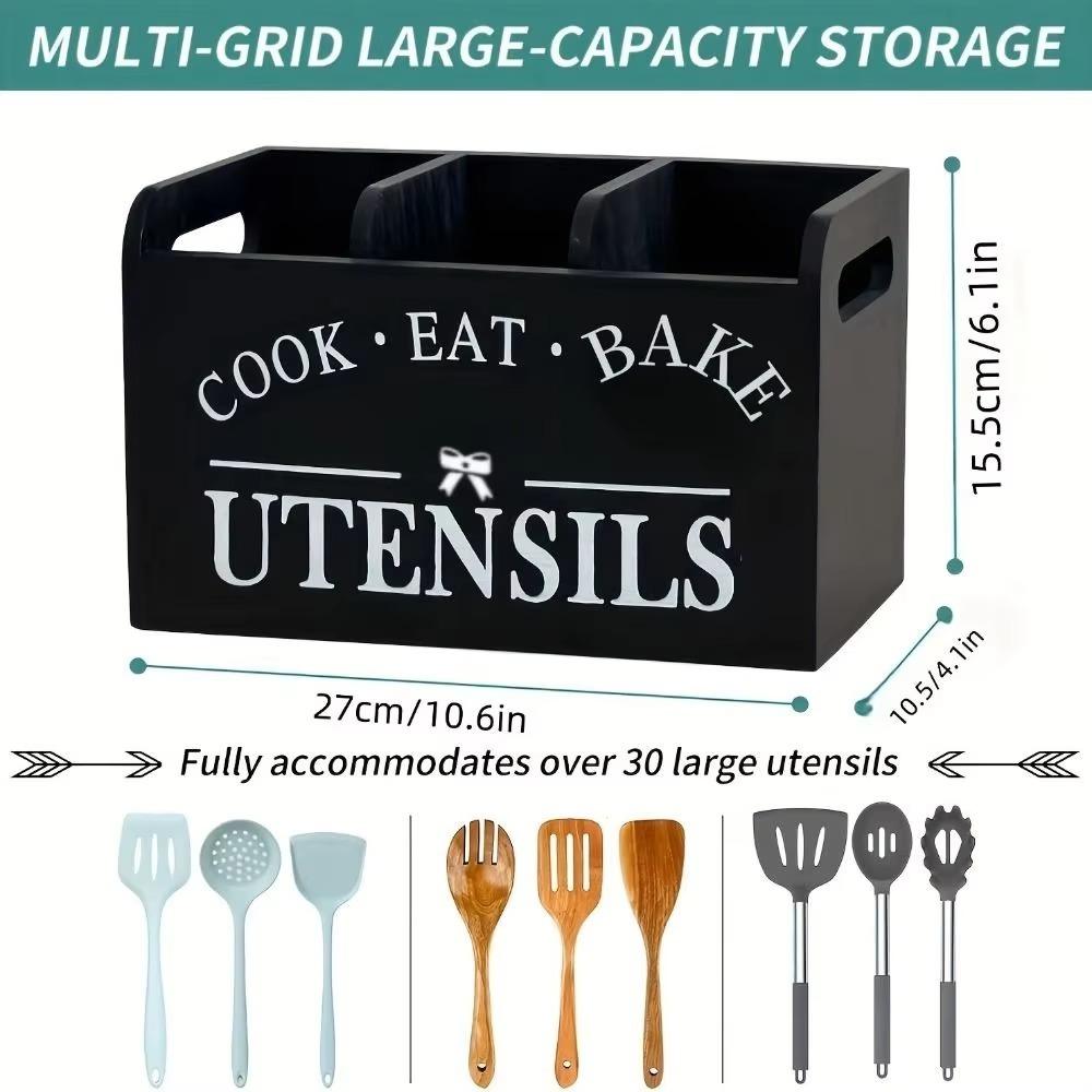 Wood Material Wood Kitchen Utensils Holder With Drainage Holes Tableware Stand Kitchen