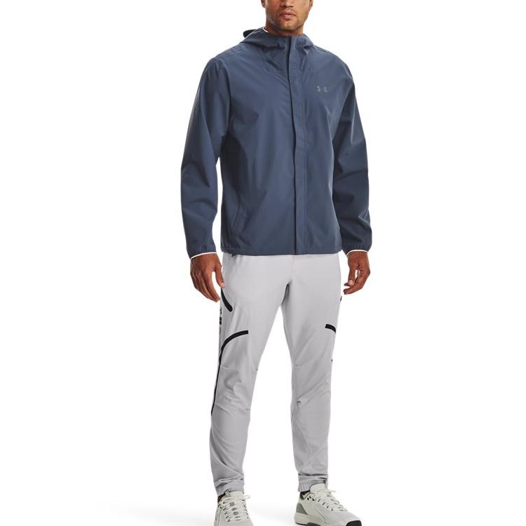 Under Armour Stormproof Solid Color Logo Print Zip Hoodie Jacket Мужская верхняя одежда Серый 1376066-044