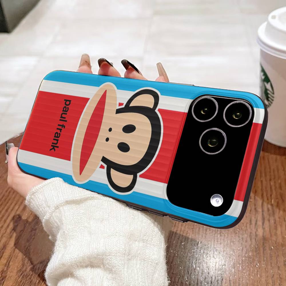 Классический Модный Логотип P-Paul F-Frank Для IPhone 16 15 14 13 12 11 17 Pro Max Plus Волна Гофрированный Чехол для Телефона Защитный От Падений