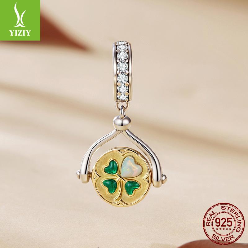 Clover Lucky Rotating Brand Pendant Small Fresh S925 Sterling Silver Plated K Gold Diy Beaded Accessories
