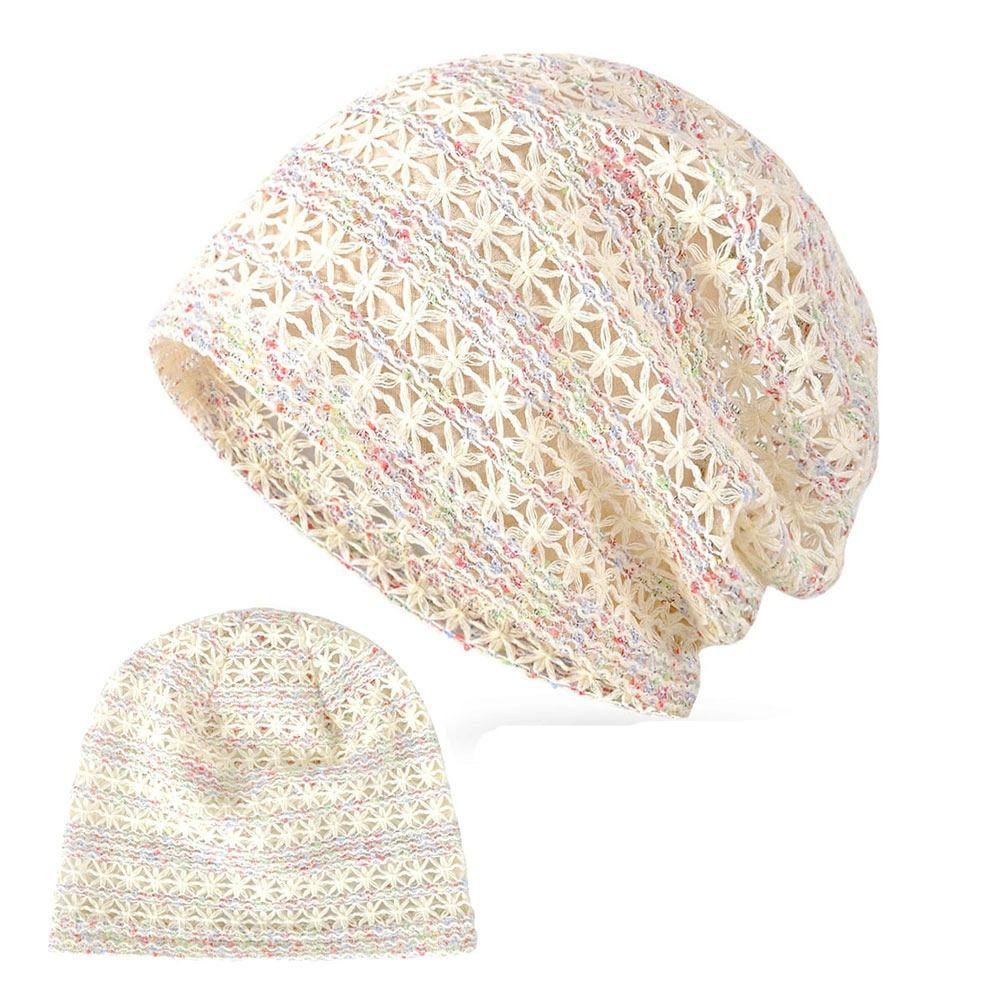 Цветы Вязаная Шапка Ажурный Солнцезащитный Козырек Дышащая Летняя Беретка Шапка Женская