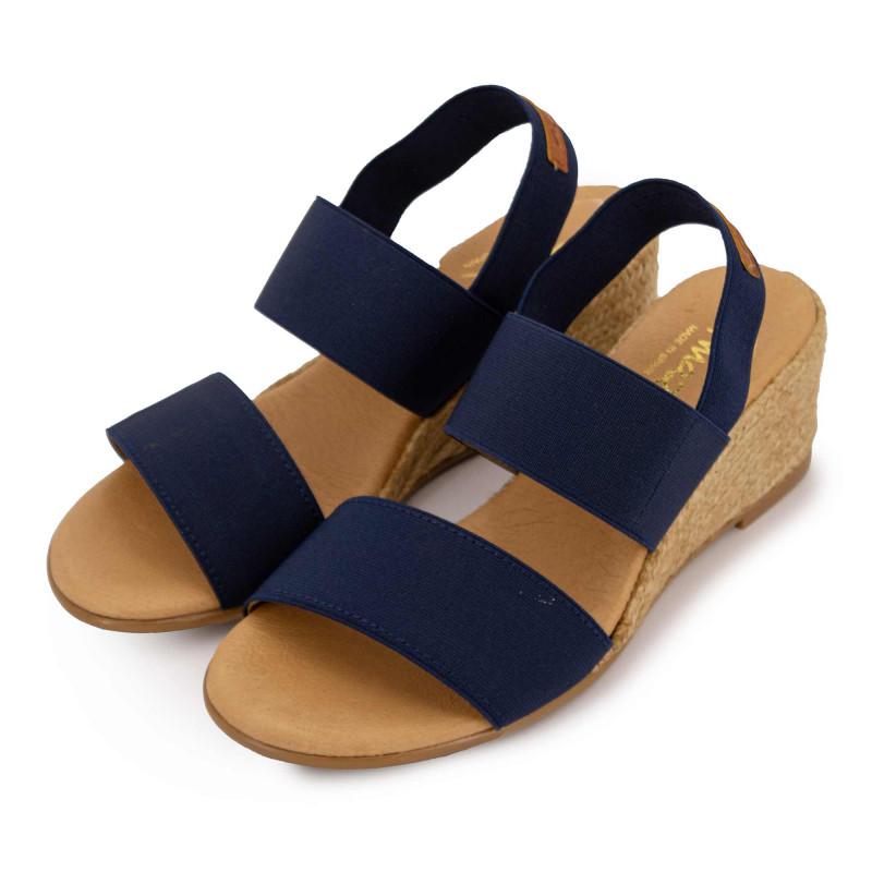 Темно-синие босоножки на танкетке с плетеной подошвой Женский PINAZ