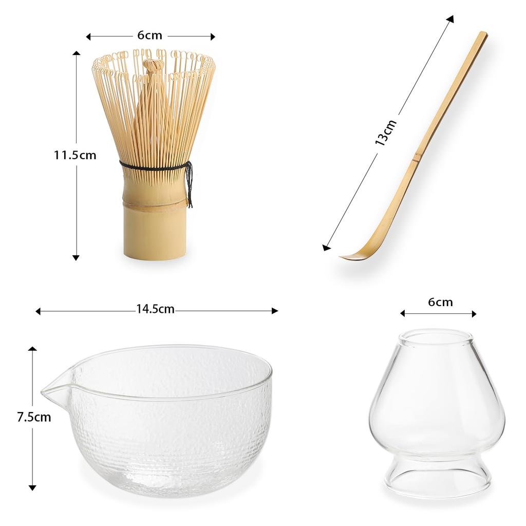 Glass Katakuchi Tea Bowl Matcha Tea Ceremony Tea Transparent Chasen Chasen and Chashaku 650ml Set, Utensils, Bowl, Holder, (100-piece set), (Tea