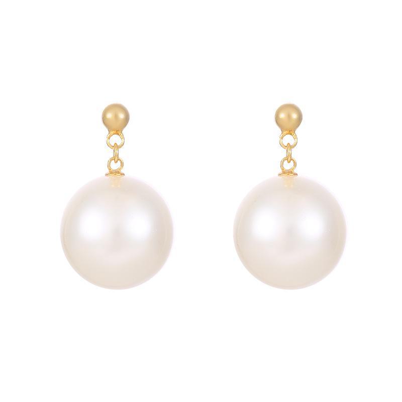 Banyan Tree S925 Silver Pearl Earrings for Women - Round Oversized Highlights, Celebrity Style, Light Luxury, All-match.