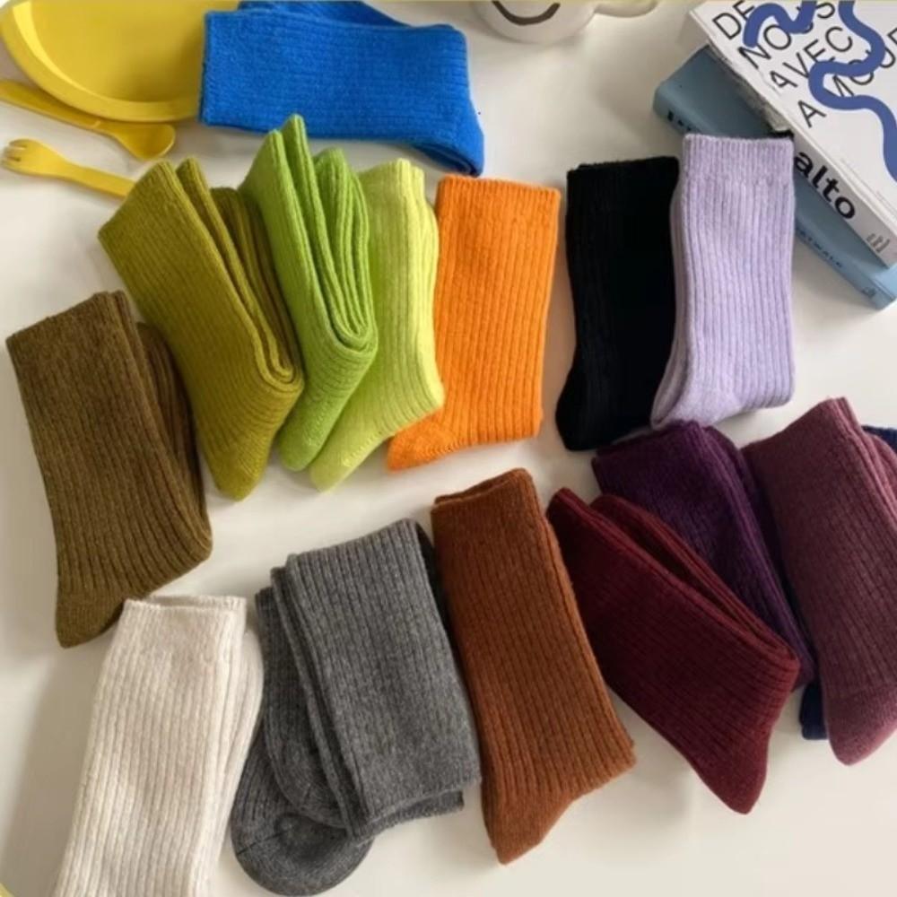 Thicken Mid-Calf Socks Warm Long Stockings New Knitted Socks Daily Wear