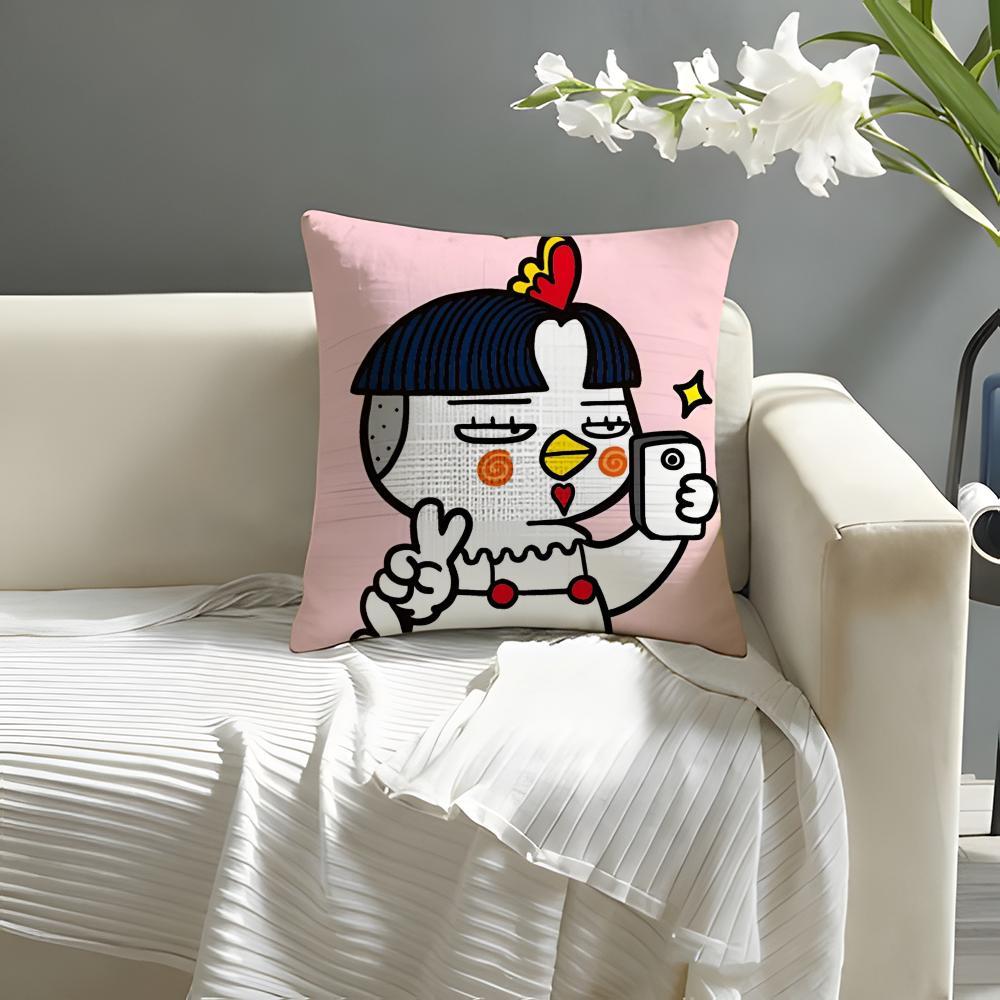 Kwaii Anime BBuldak RRameSn Pillow Case Natural Linen Organic Fabric DoubleSided Printing Sofa Home Decor Cushion Cover