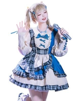 Milky Time Женское платье Лолита Готическая Лолита, Длинный рукав, Клетчатый узор на Хэллоуин