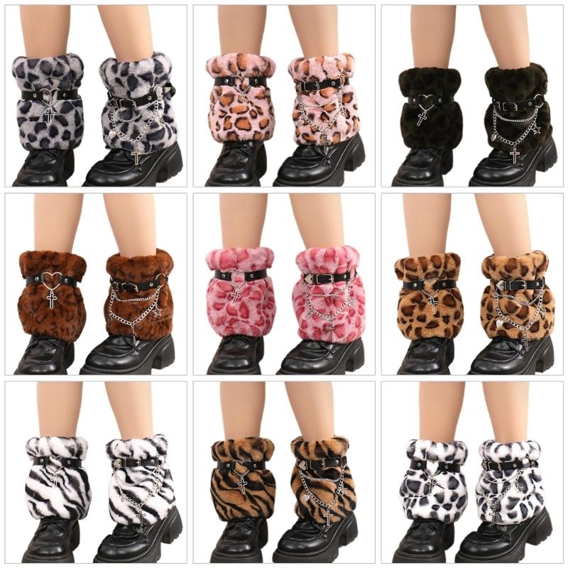 Women Furs Leg Warmer Party Costumes Winter Furry Long Boot Cuffs Fuzzy Shoe Cover Holiday Festival Performances Play