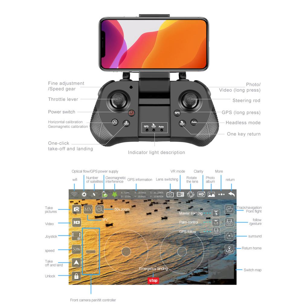 Plastic Camera Drone Foldable USB Charging WiFi 6K Brushless Motor Remote Control Aircraft Photographing Quadcopter