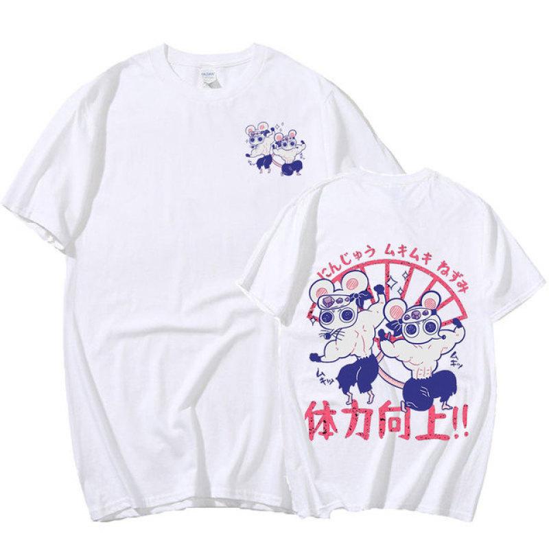 Аниме Demon Slayer Uzui Tengen Mice Muki футболки ниндзя Muscular Mouse Gym футболка с рисунком Мужская женская повседневная хлопковая футболка