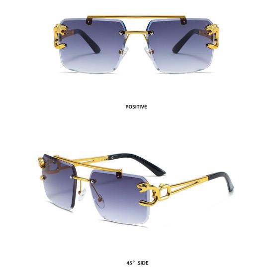 Солнцезащитные очки в стиле ретро с прямоугольной оправой для женщин и мужчин, винтажные очки с двойной защитой от ультрафиолета, солнцезащитные очки с большой оправой и леопардовым принтом