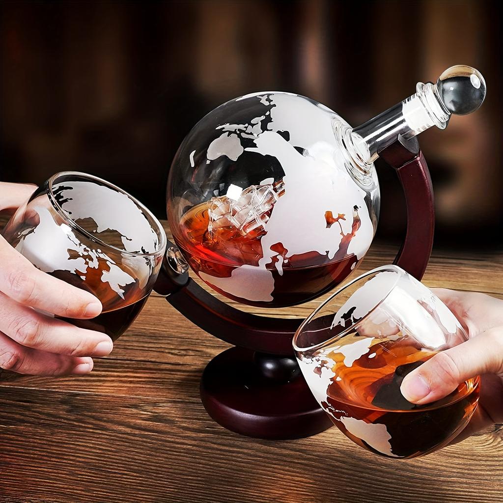 850ml Large Glass Globe Sailboat Decanter Gift White Wine Whiskey Wine Bottle Decanter Stand