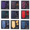 Tie Men'S Trend Net Color Striped Cashew Nut Tie 6-Piece Gift Box Square Scarf Tie Clip Corsage Set