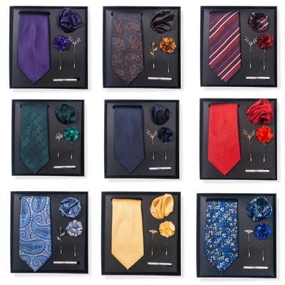 Галстук мужской Trend Net Color Striped Cashew Nut Tie 6-Piece Gift Box Square Scarf Clip Gallage Set