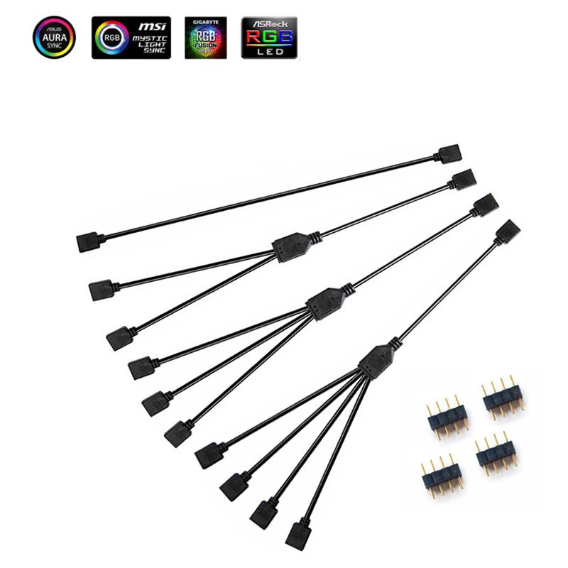 Синхронизирующий кабель для материнской платы 4-контактный 12V RGB 3-контактный 5V ARGB 1-в-2/1-в-3/1-в-4/1-в-5 Линия расширения