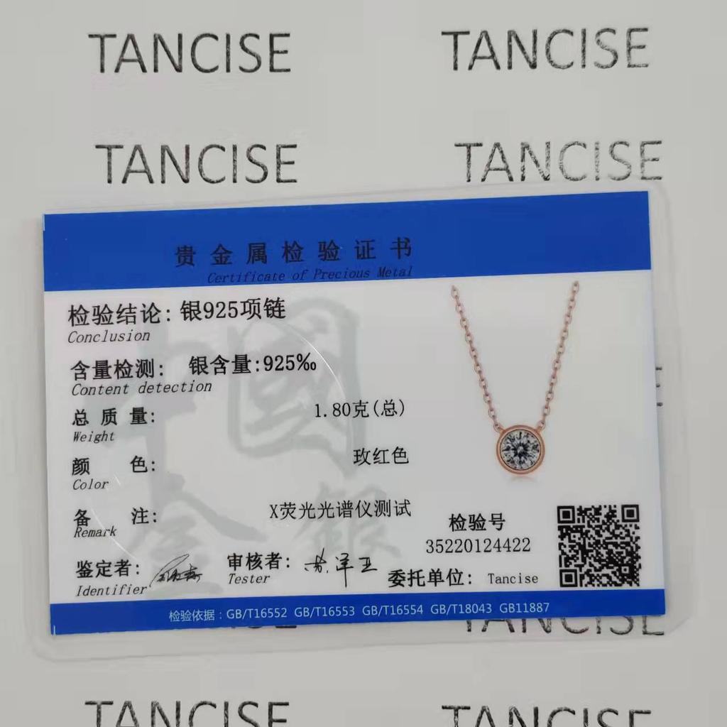 Tancise S925 Sterling Silver Moissanite Luxury Personality Pendant Necklace Women's Classic Tide Sugar Full of Wild Clavicle Chain.