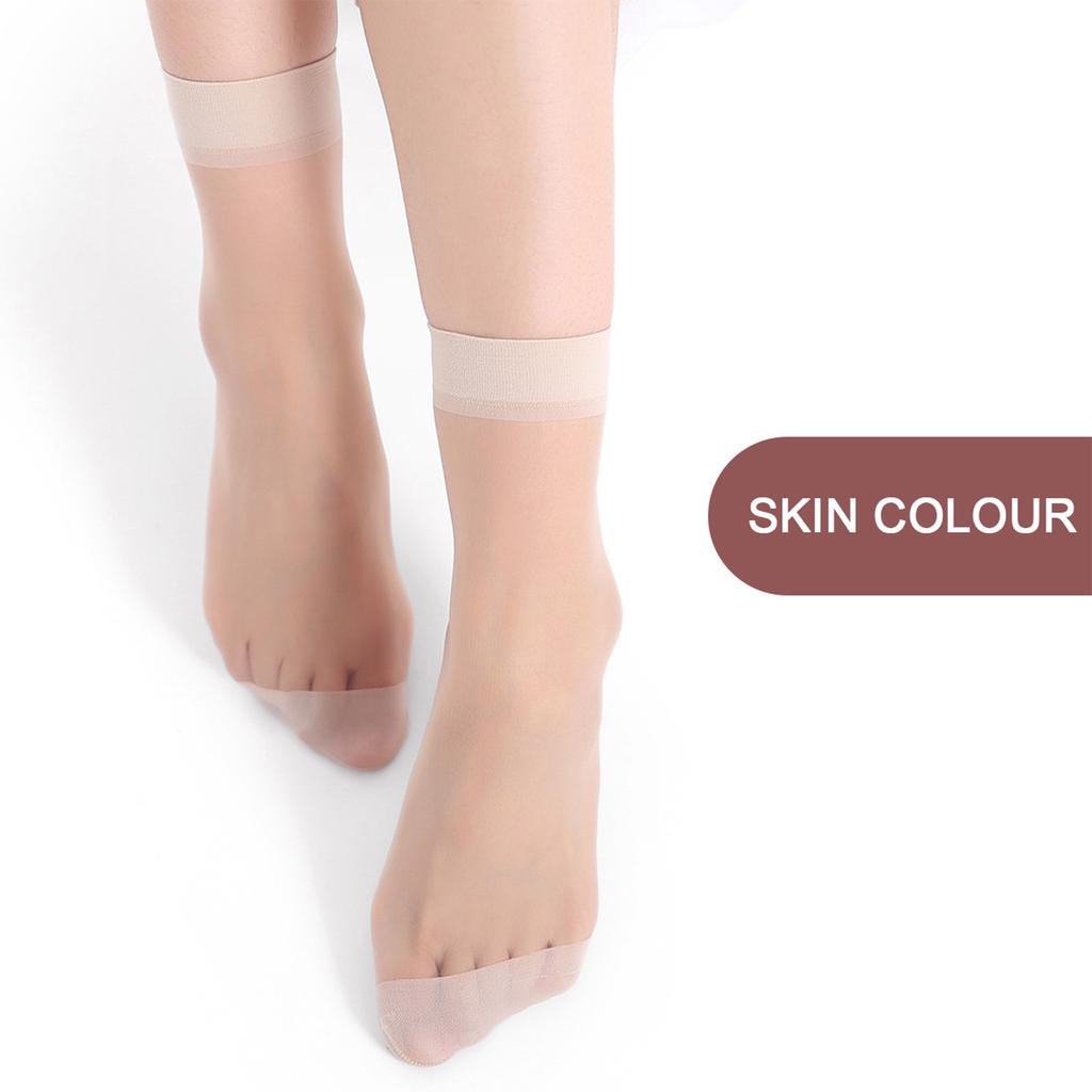 10 Pairs Women Nylon Elastic Short Ankle-Sheer Stockings Silk Short Socks