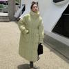 Женский зеленый пуховик с капюшоном, длинная хлопковая одежда, новая зимняя корейская мода, свободные теплые утолщенные ветрозащитные пальто большого размера, топы