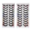 10 Pairs Reusable 3D False Eyelashes Colorful Curled Thicken Synthetic Lashes Set Makeup Accessories