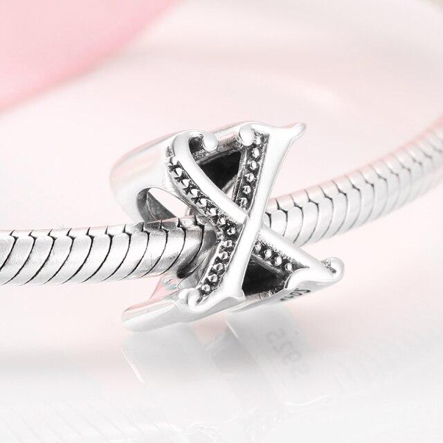 925 стерлингового серебра мода изящные буквы алфавита от A до Z бусины подходят шармы 925 браслеты браслеты ювелирные изделия своими руками