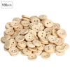 100 Pcs Wooden Buttons Circular Wood Color DIY Accessory Sewing 2-Holes Button1.5cm