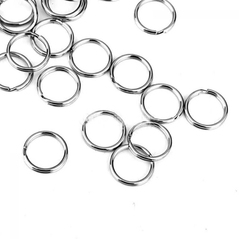 50PCS Tool Connectors Clasps Split Key Ring Stainless Steel KeyChain Loop Hoop