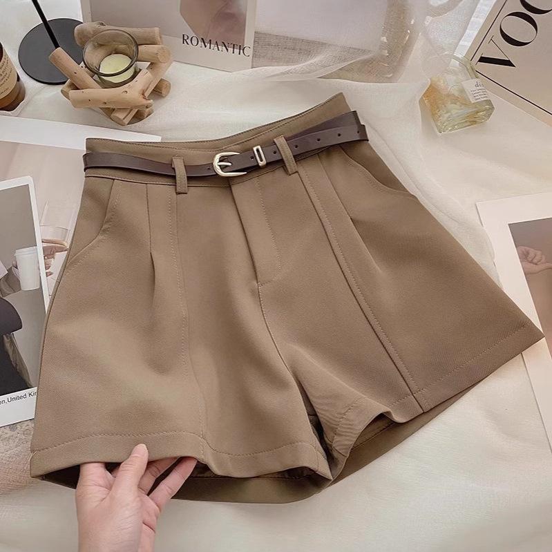 Женские белые шорты с высокой посадкой и широкими штанинами - Универсальные и повседневные для весны/лета 2025