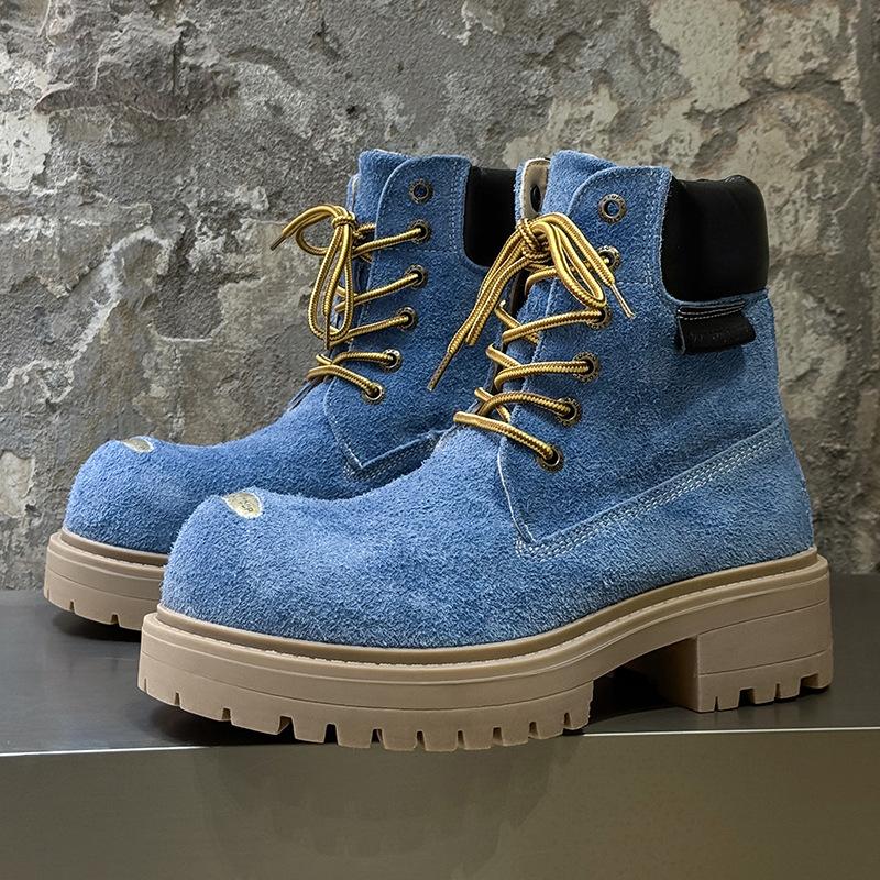 Мужские и женские резиновые ботинки, пара, на толстой подошве, увеличивающие рост, в британском стиле, повседневные, с большим носком, ботинки Мартина 43156-44156-J