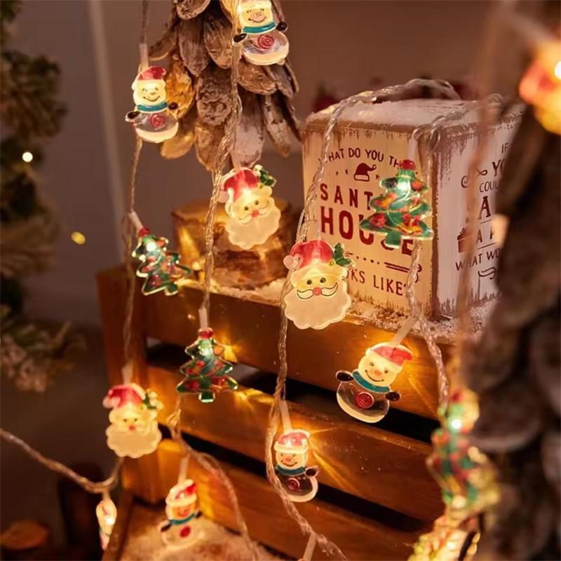 1pc Christmas Atmosphere Light String with Snowman & Tree & Santa Claus 10/20 LED Fairy Lamp For Home Indoor Xmas Decor