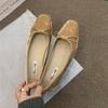 Fashion Bailamos 2024 New Women Flats Spring Summer Ballet Shoes Women Slip On Loafers Round Toe Shallow Bowtie Ballerina Soft Moccasin