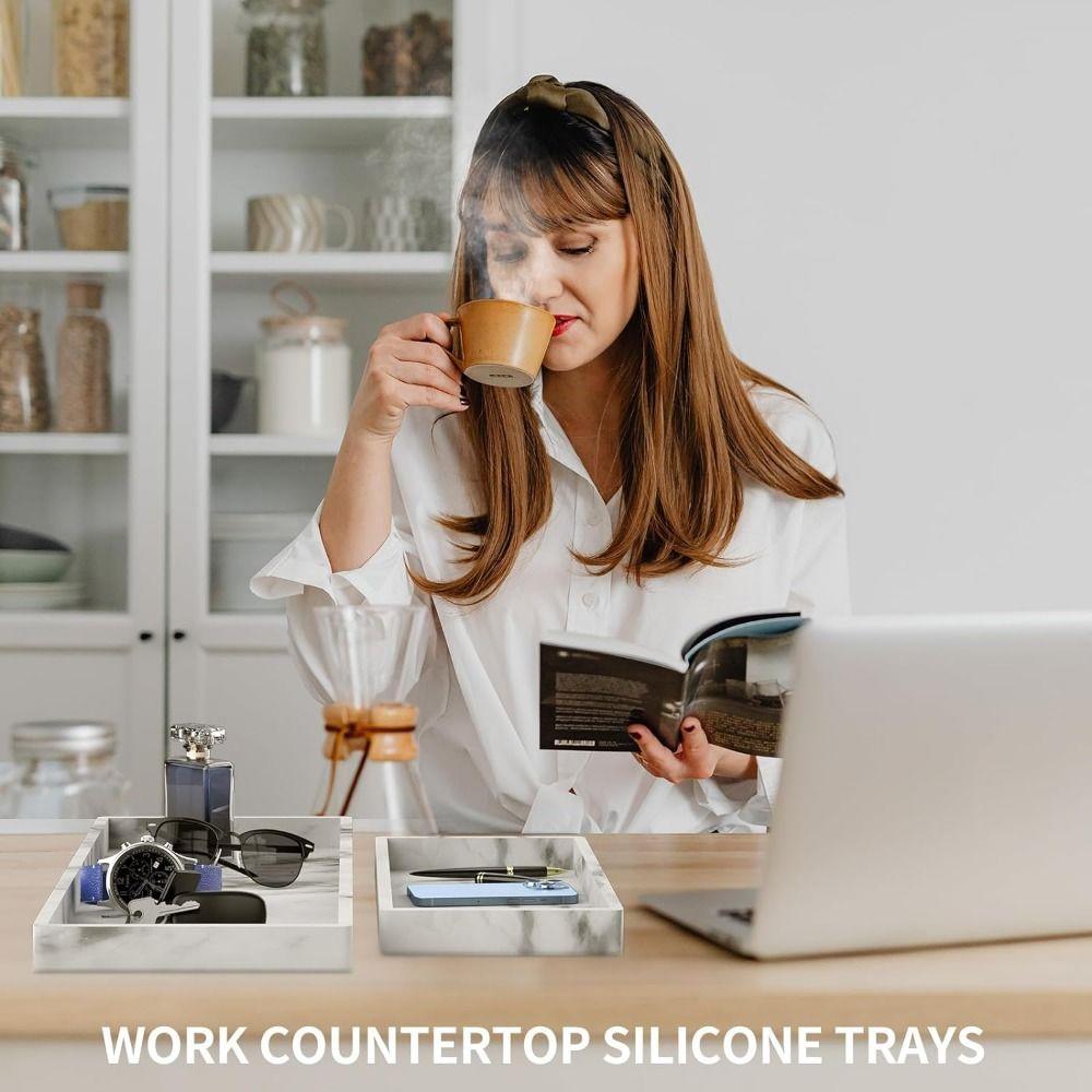 Прямоугольный/Овальный поднос для ванной комнаты Силиконовый поднос-органайзер для столешницы Поддон для столешницы в ванной Кухня