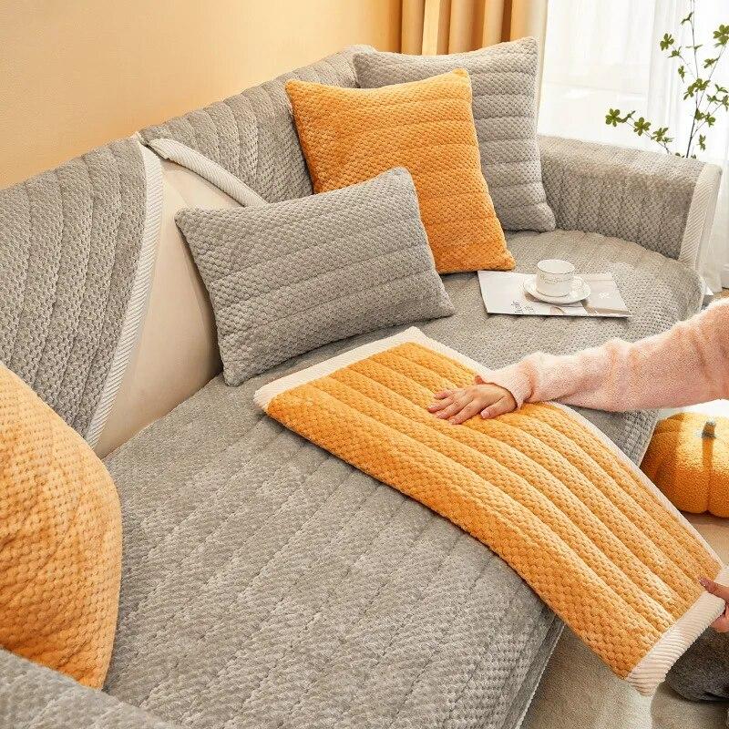 Thick Plush Sofa Covers Woven Fabric Non-slip Winter Warm Sofa Mat Slipcover Sofa Towel Couch Cushion for Room Home Mattress