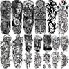 Full Arm Temporary Tattoos Sleeve For Men Women Realistic Fake Tatoos Warrior Lion Tiger Flower Tatoo Sticker Black Totem Maori