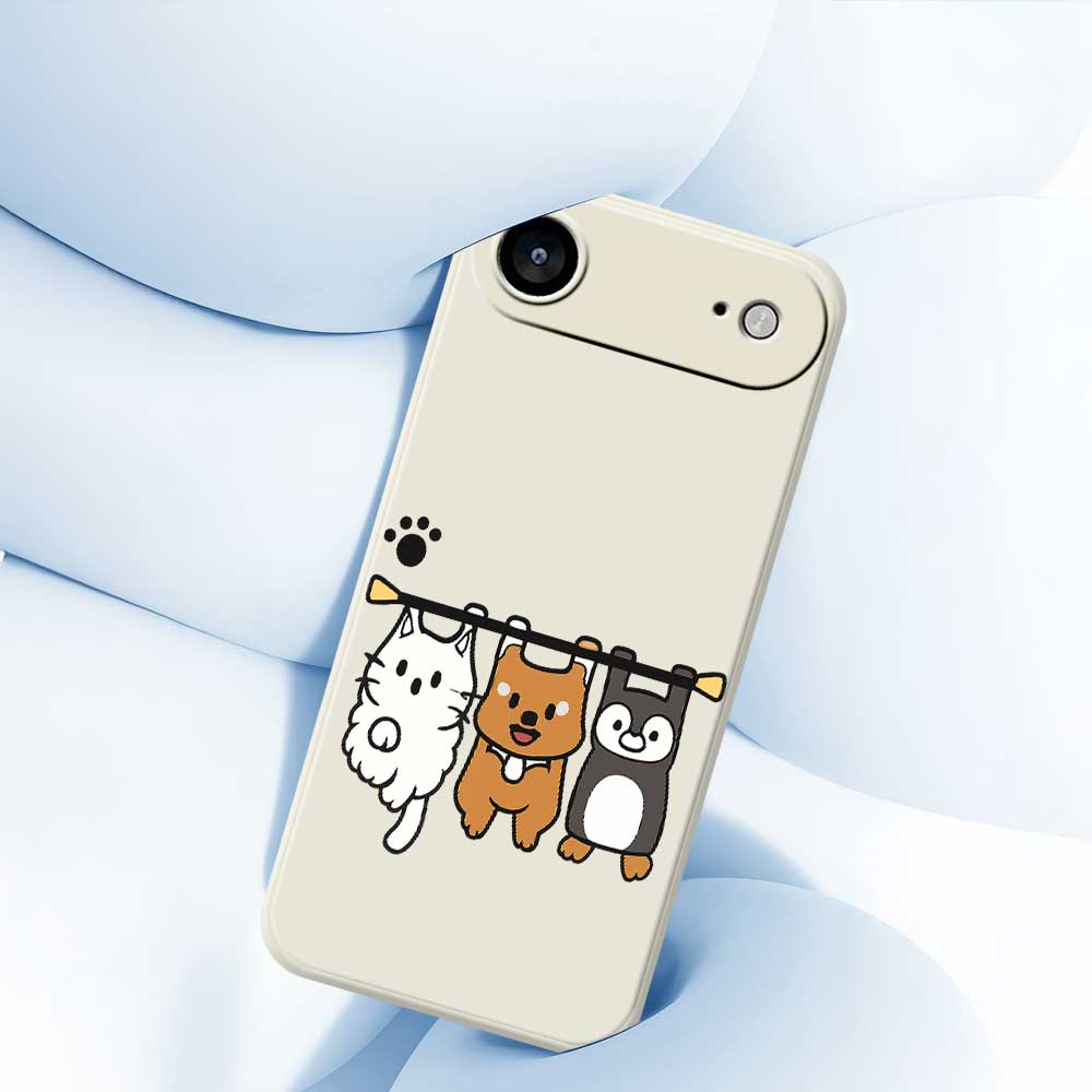 For iPhone 17 Air Case Three Animal Dolls Pattern Printing Straight Edge TPU Phone Back Cover