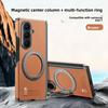 360 Rotating Magnetic Phone Case for Samsung Galaxy Z Fold 7 6 5 4 for Magsafe Wireless Charging Leather Hinge Protection Cover