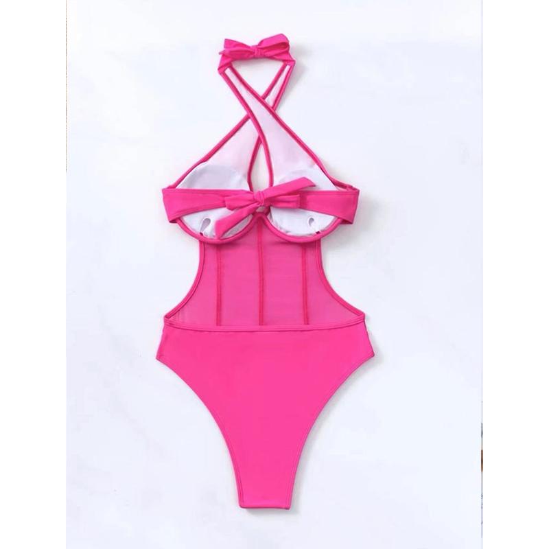 Женский купальник с эффектом пуш-ап, однотонные купальные костюмы, тропические бикини, женская пляжная одежда, цельный праздничный купальник