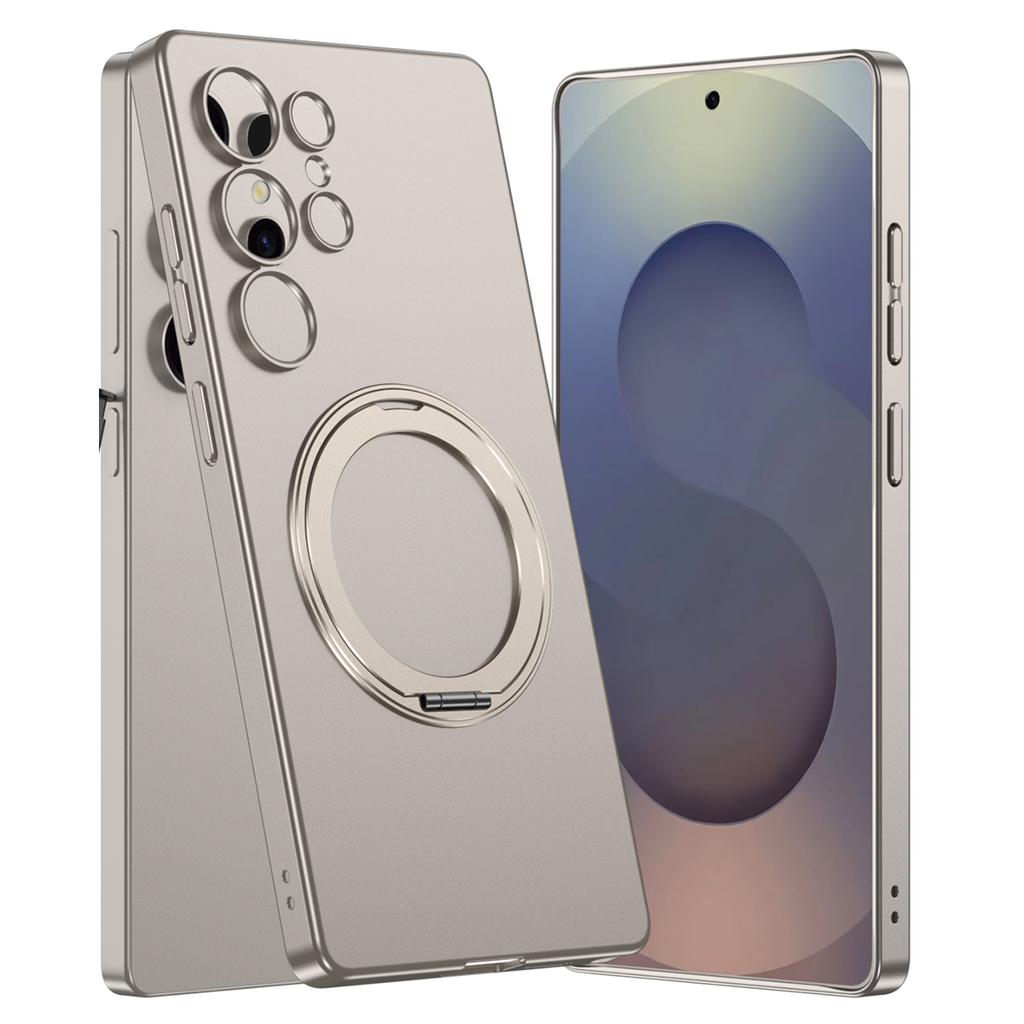 Магнитный чехол для Samsung Galaxy S25 Ultra с вращающейся подставкой, тонкая накладка из твердого ПК для телефона