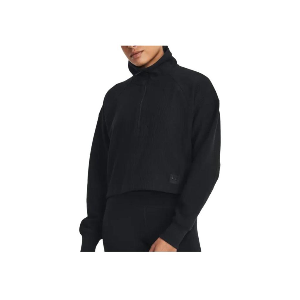 Under Armour Solid 1/4 Zip Mock Neck Fleece Training Sweatshirt Women Sweatshirt Black 1379772-001