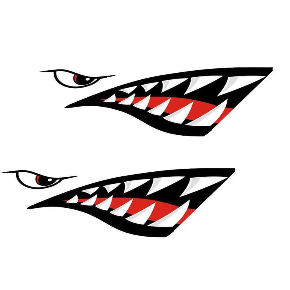 1 Pair Shark Teeth Mouth Vinyl Decal Stickers for Kayak Canoe Dinghy Boat