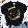 Floral Hoop Aesthetic Bridesmaid T Shirt Team Bride Top Tees Femme Wedding Shower T-Shirt Girl Bachelorette Hen Party T Shirts