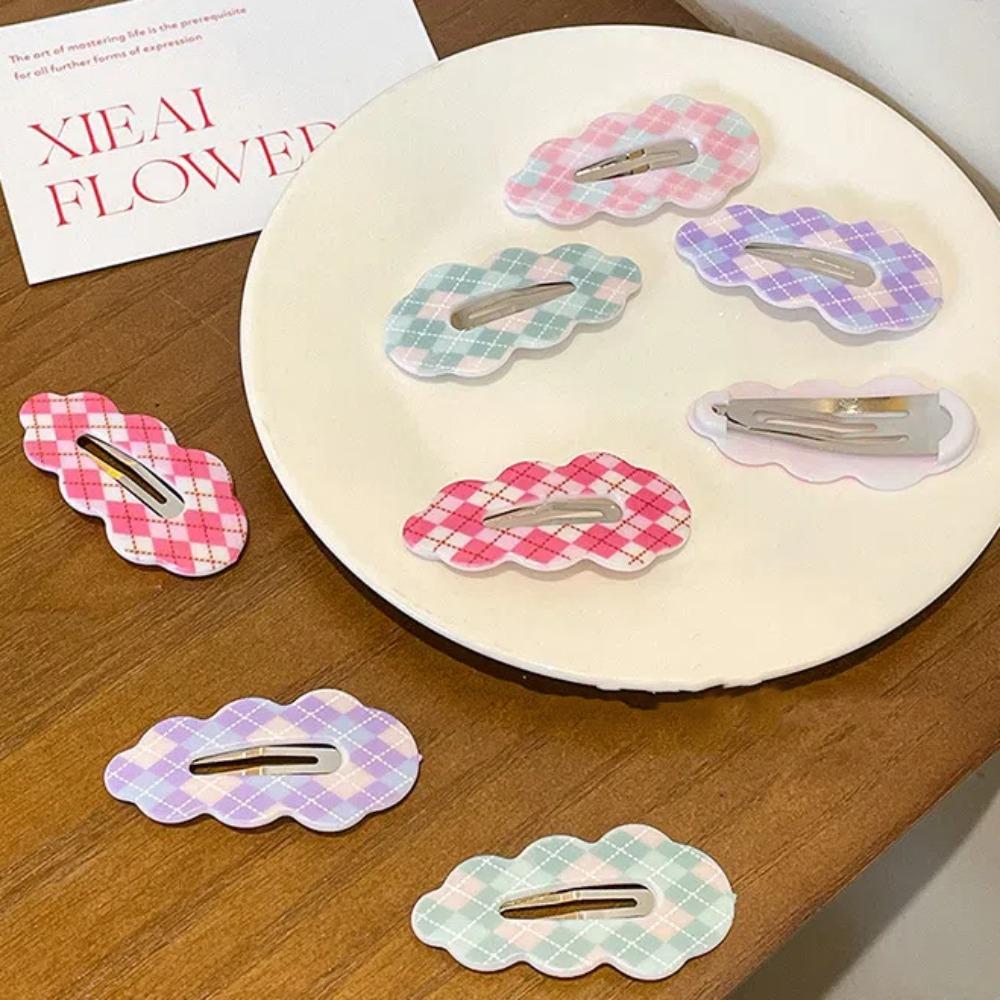 Zinc Zinc Alloy Cloud Hair Clip Candy Color Korean Style Hairpin Sweet Plaid Hair Clip  Party