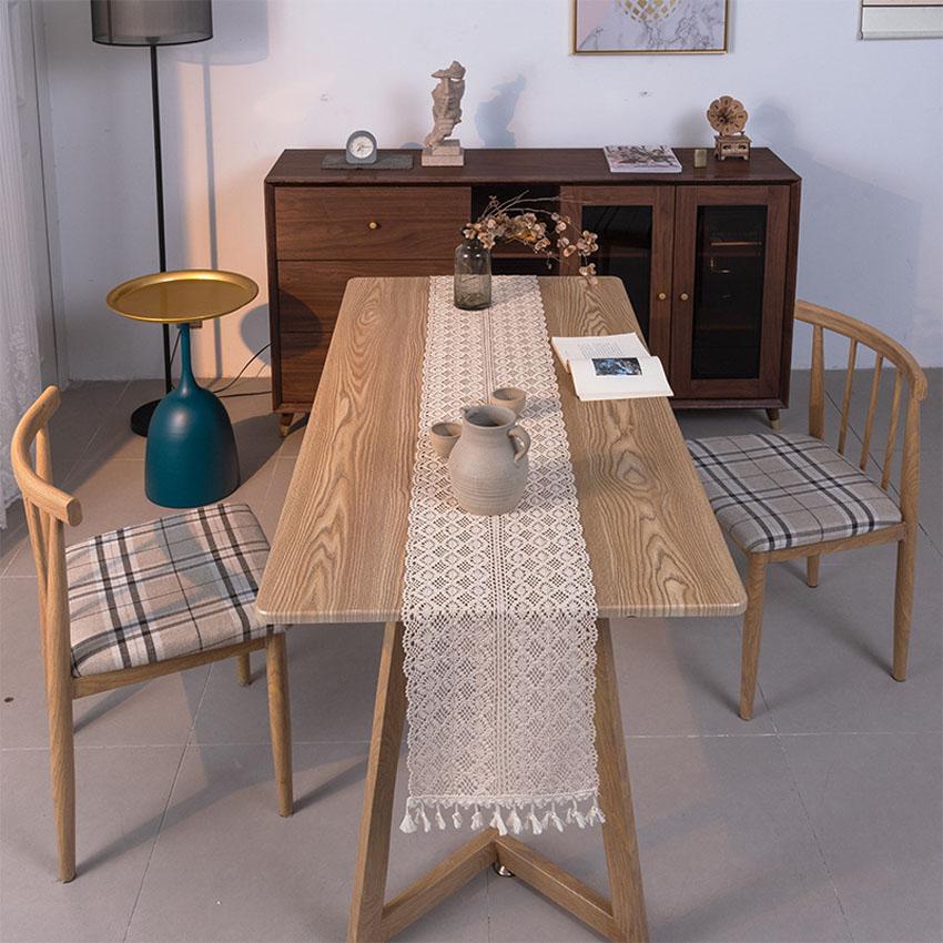 Дорожка для стола в стиле ретро с кружевными полосками, льняной коврик для стола с кисточками, подставка для столовых приборов, домашний декор, отель, свадьба, ресторан, коврик
