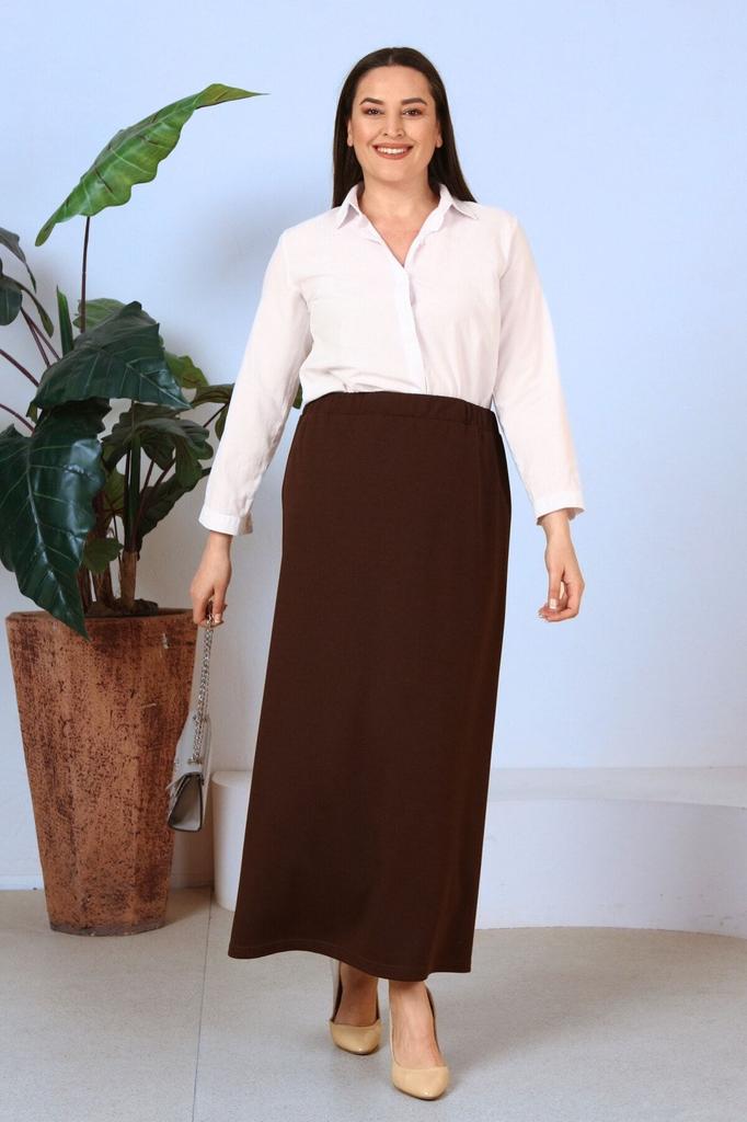 Женская стильная юбка большого размера с эластичной резинкой на талии Юбка больших размеров на подкладке из стальной трикотажной ткани черного цвета