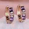 1 Pair Golden Color Rectangle Cut Purple Stone Princess Earrings Drop Dangle Hook Earrings Wedding Jewelry Gifts