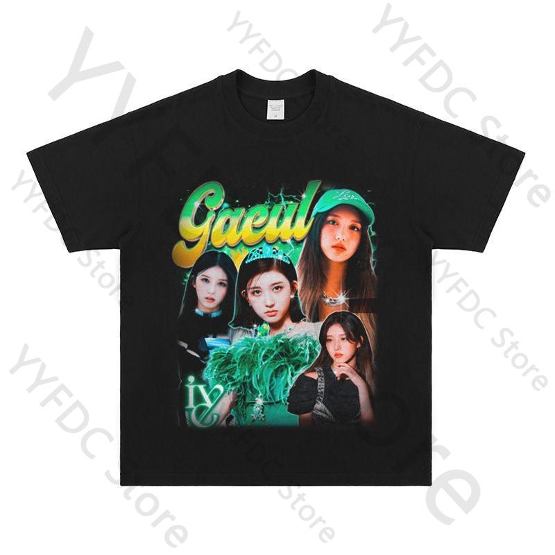 New GAEUL T Shirt Streetwear Retro Trend Y2K Tshirt Women Unisex Summer Cotton Short Sleeve Tee Tops Kpop Fashion Fans Clothes