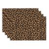Black Brown Leopard Cheetah Print Heat Resistant Washable Table Placemats Kitchen Dining Decor 4 Piece Set