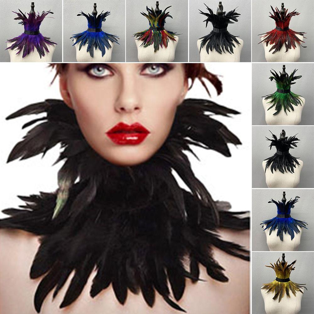 Роскошные аксессуары для вечеринок, готическая одежда, декор на Хэллоуин, шарф с перьями, меховая шаль