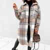 QICED Women's Fashion Casual Autumn Winter Plaid Print Long Sleeve POLO Neck Cardigans