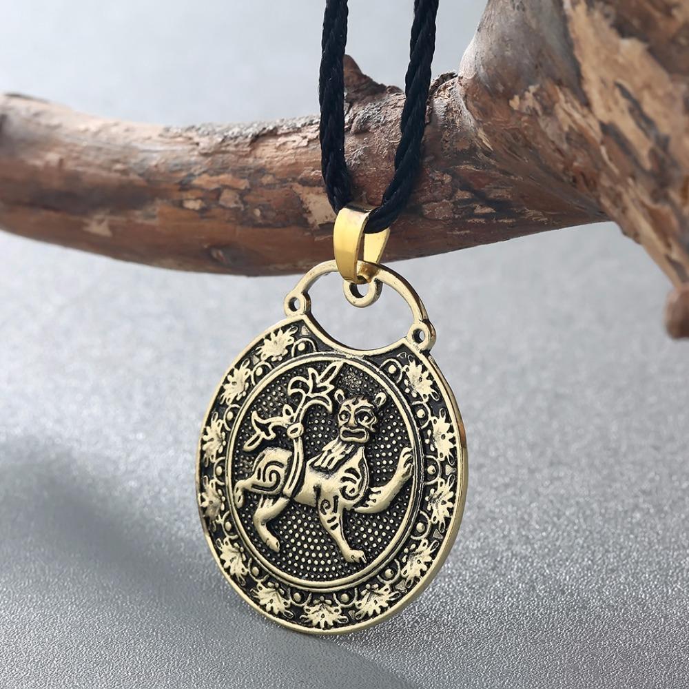 Kinitial Винтажные Животные Львы Подвески и Ожерелья Viking Дружба Длинные Ожерелья Панк Стиль Подарки для Мужчин Ювелирные Изделия Ожерелье
