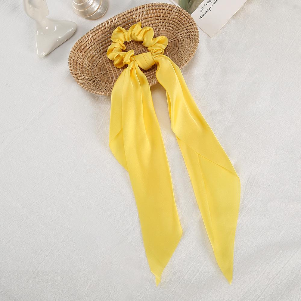 Модные женские резинки-скранчи с лентами, эластичные резинки для волос, бант-шарф, однотонная повязка на голову для девочек, дамские резинки для волос, завязки, аксессуары для волос